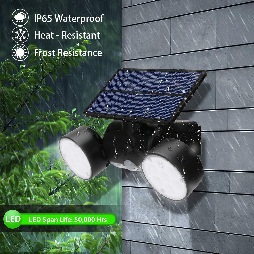 Human Body Induction Courtyard Landscape Street Lamp Solar Double Head Rotating Lighting Wall Lamp